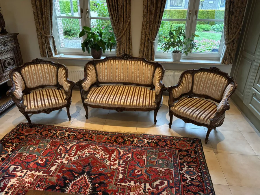 Louis XV-stijl salon set  -  2-zitbank en 2 fauteuils